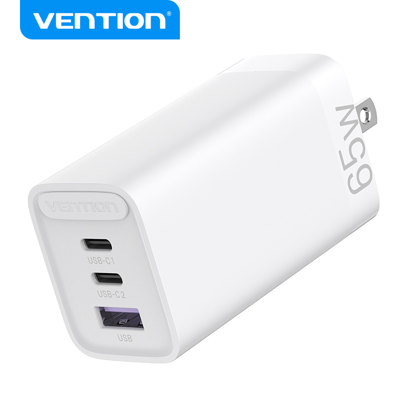 Vention 65W GaN 3 Port USB Type C Fast Charger Quick Charge 4.0 3.0 Type C PD USB Charger for iPhone 15 14 13 Pro Max Samsung S23 S22. 