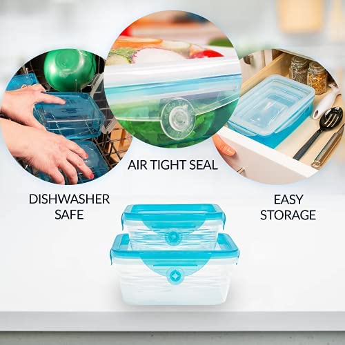 12pcs STRETCH and FRESH by Emson Silicone Food Storage Containers Airtight Lids for Solid Food and Leak-Proof for Soups and Sauces, Freezer-Safe BPA-Free Stackable Meal Prep Container. 