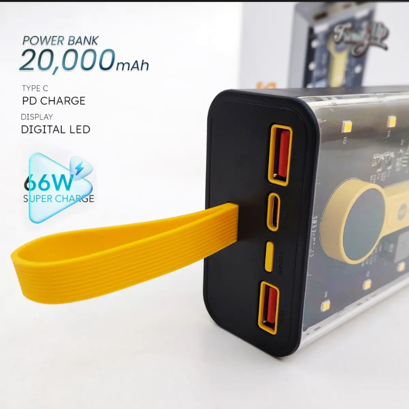BAGULE 20000mAh USB C Fast Charging Portable PD66W Transparent Two Way Fast  66W Fast Charging Power Bank With Multiple Protection Features. 