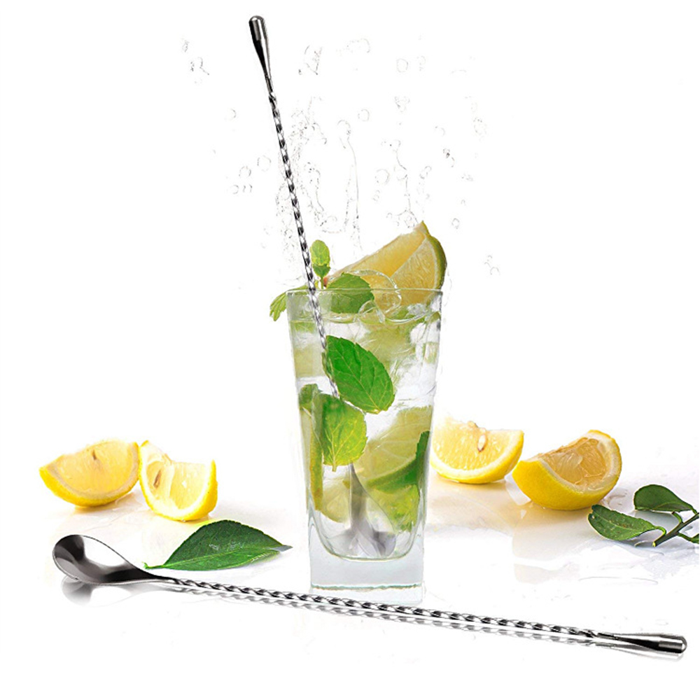 Stainless Steel Bartender Mixing Spoon Cocktail Stirrers, Spiral Pattern Bar Spoon Stirring Spoon With Long Handle. 