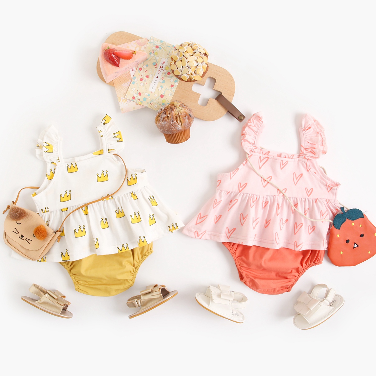 Summer Princess Baby Girls Clothing Set Cotton Newborn Baby Clothes Cute Toddler Girls Tops Bloomer 2pcs Daraz.lk