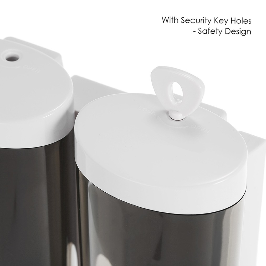 Wall mounted double liquid hand wash 200ml x 2 for hotel use. 