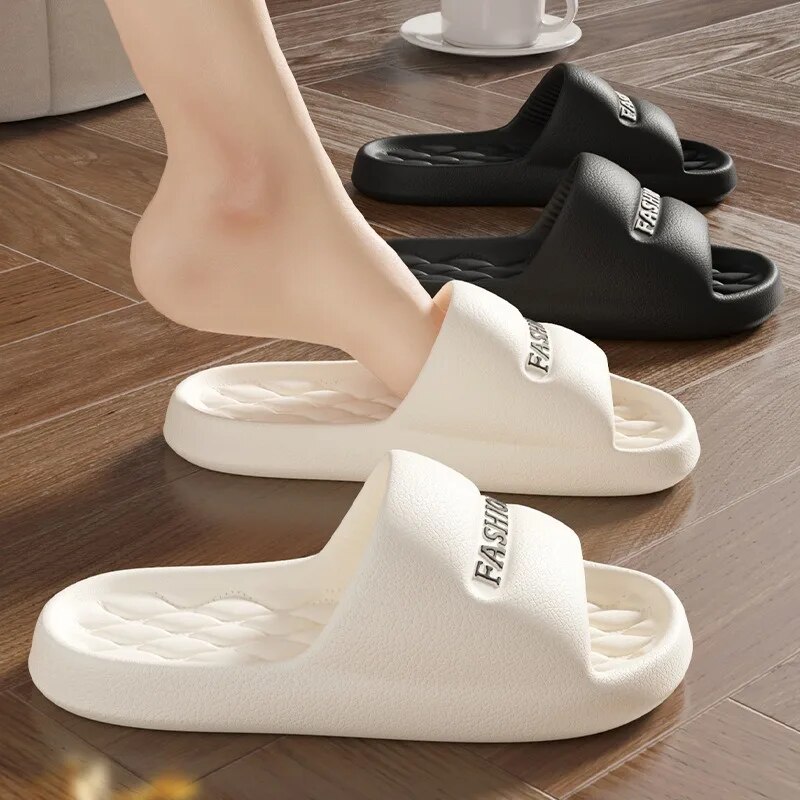 【WEJA】Fashion Summer Eva Slippers Summer Women Thick Soles Non-slip Home Indoor Outdoor Couple Slippers Bath Flip Flops. 