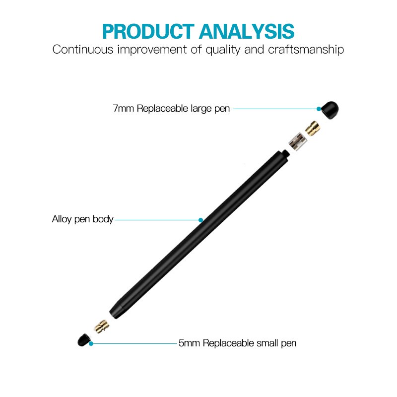 14cm Universal Pencil Double Dual Silicon Head Touch Capacitive Screen Stylus Caneta Capacitiva Pen For Ipad Tablet Smartphone. 