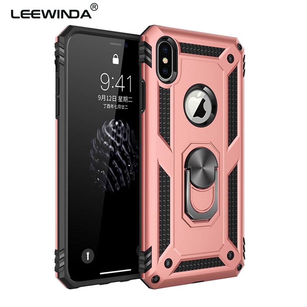 xprmy for iPhone X XS phone Case Luxury Armor Shockproof TPU PC 2 in 1 360 Degree Rotating Holder Ring Back Cover