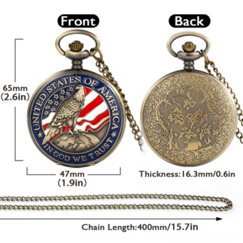 【FOOT SOFA】Classic American Presidential Torch Eagle Free Design pocket Watch for men and women Vintage quartz Arabic numerals. 