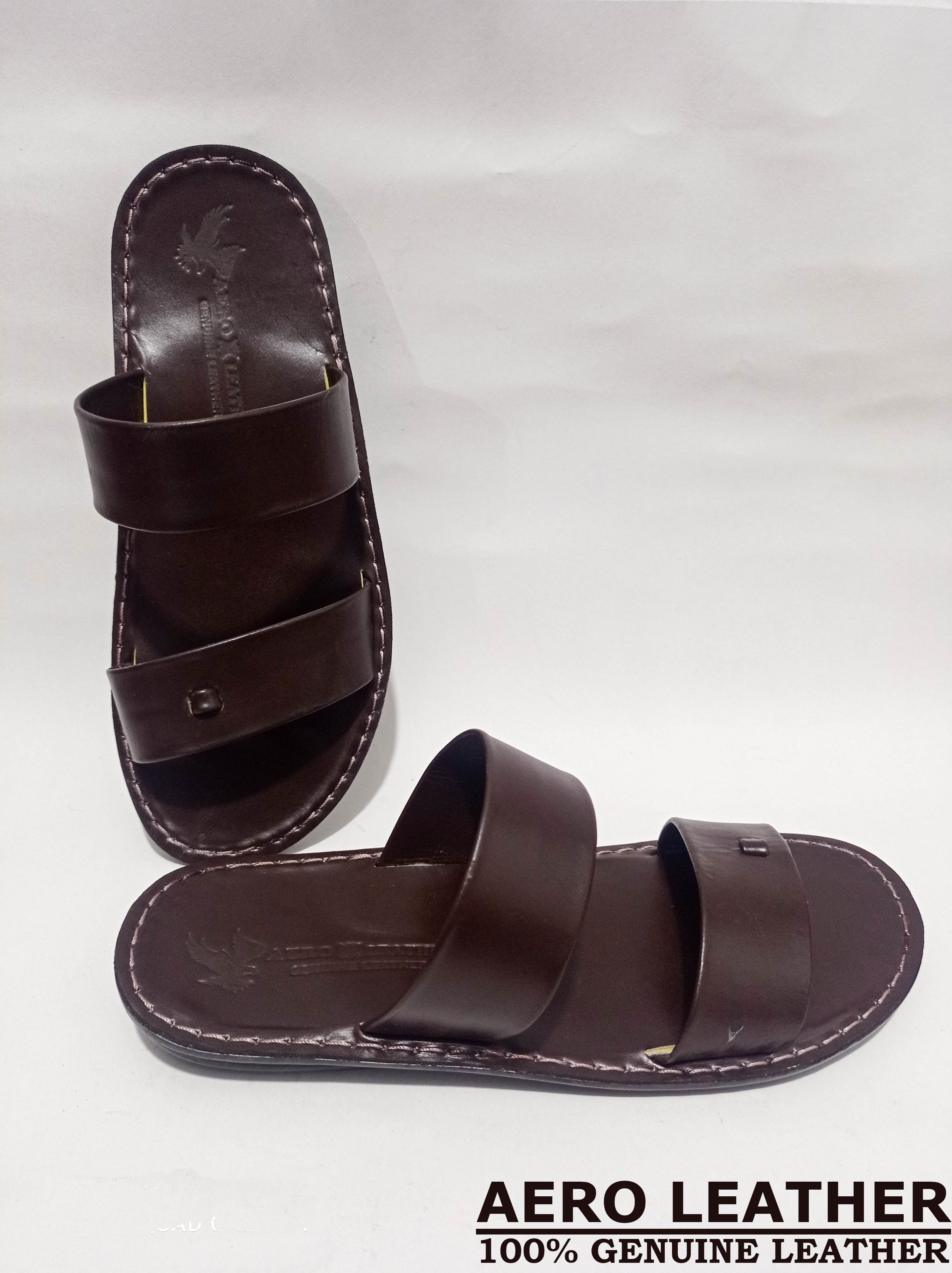 men's genuine leather slippers