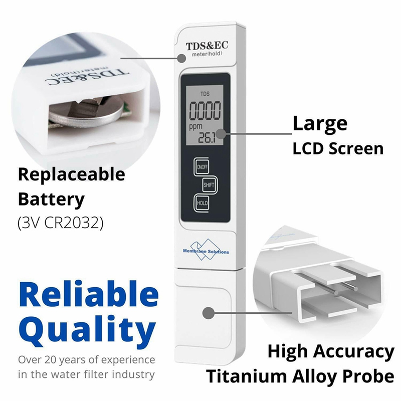 TDS EC Meter Digital Water Quality Tester 0-9999 PPM Measurement Range Water Purity Temperature Meter Tester. 