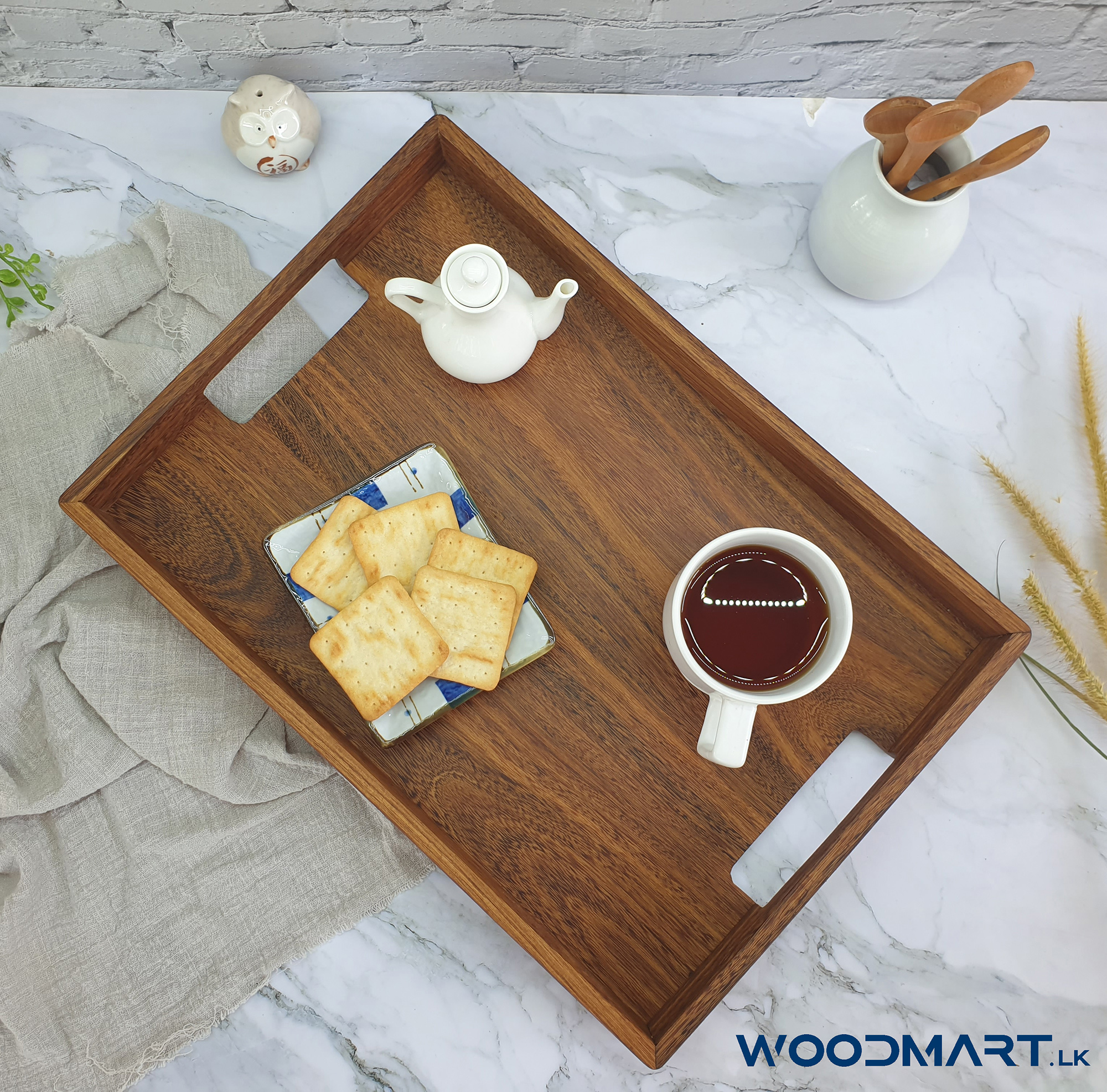 Serving Tray Nadun - Wooden Tray with Handles / Dinner Trays, Tea Tray, Bar Tray, Breakfast Tray. 