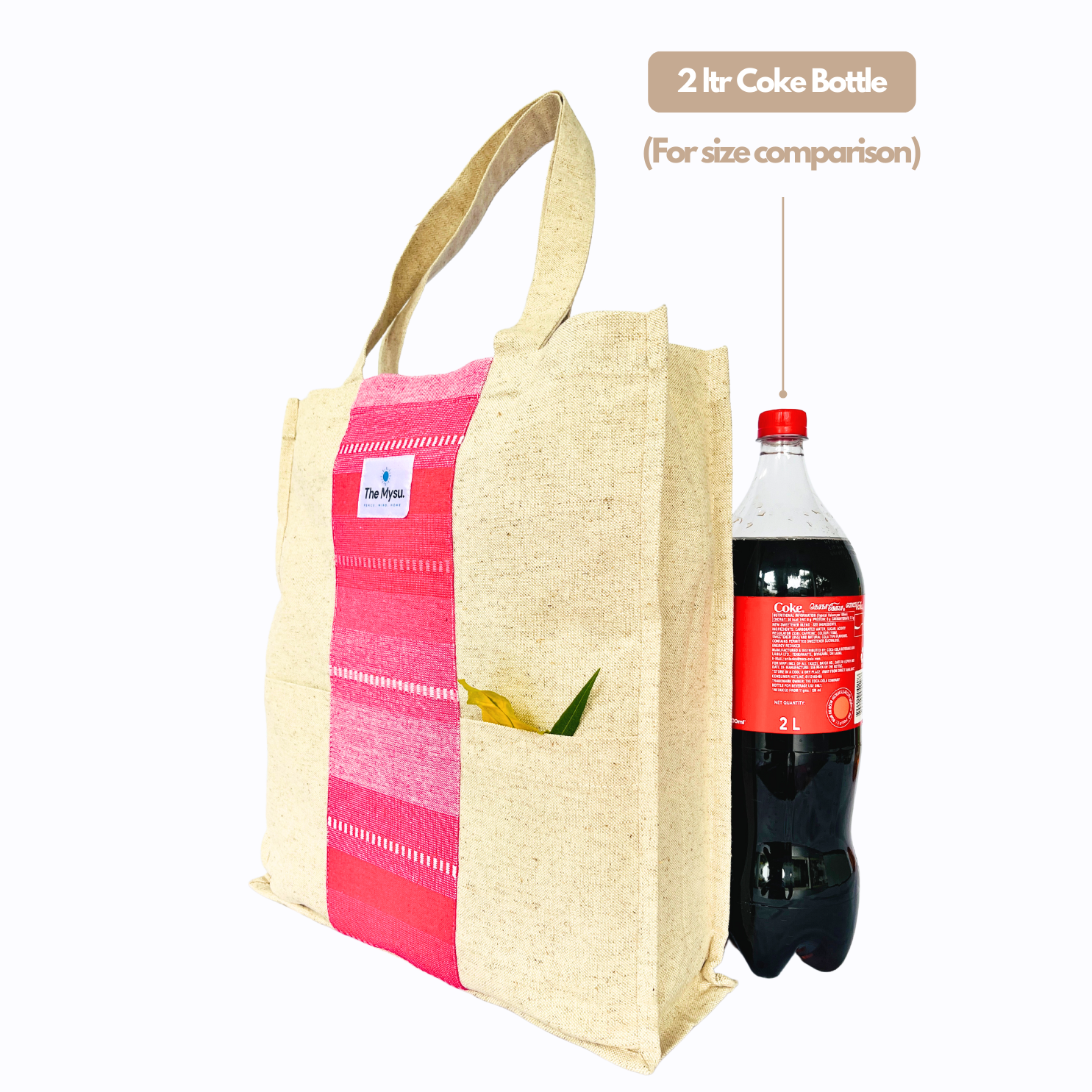 THE MYSU Heavy Duty Canvas Tote Bag - Pink Stripe - 14.5 inches (L) * 3 inches (W) * 16 inches (H). 