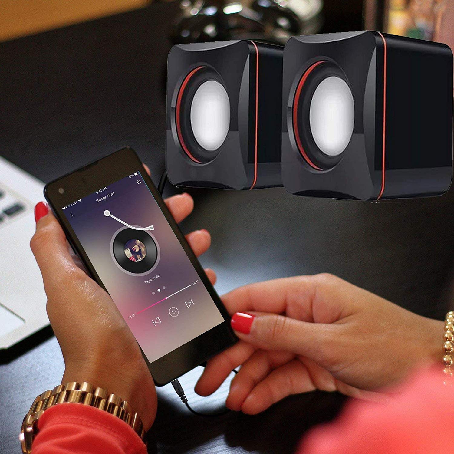 Speakers USB Powered Speakers, Desktop Mini Computer Laptop Speaker Bass Sound Music Player System Wired Speaker Durable. 