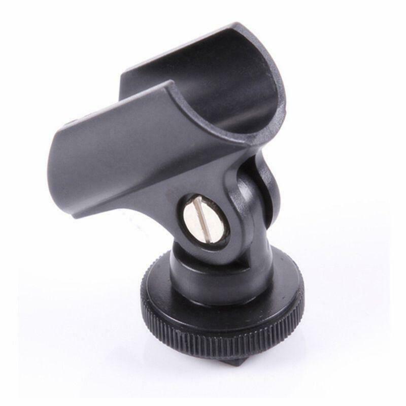 Microphone Clip Stand 19mm Plastic Mic Holder Clip with Hot Shoe For DSLR Camera. 