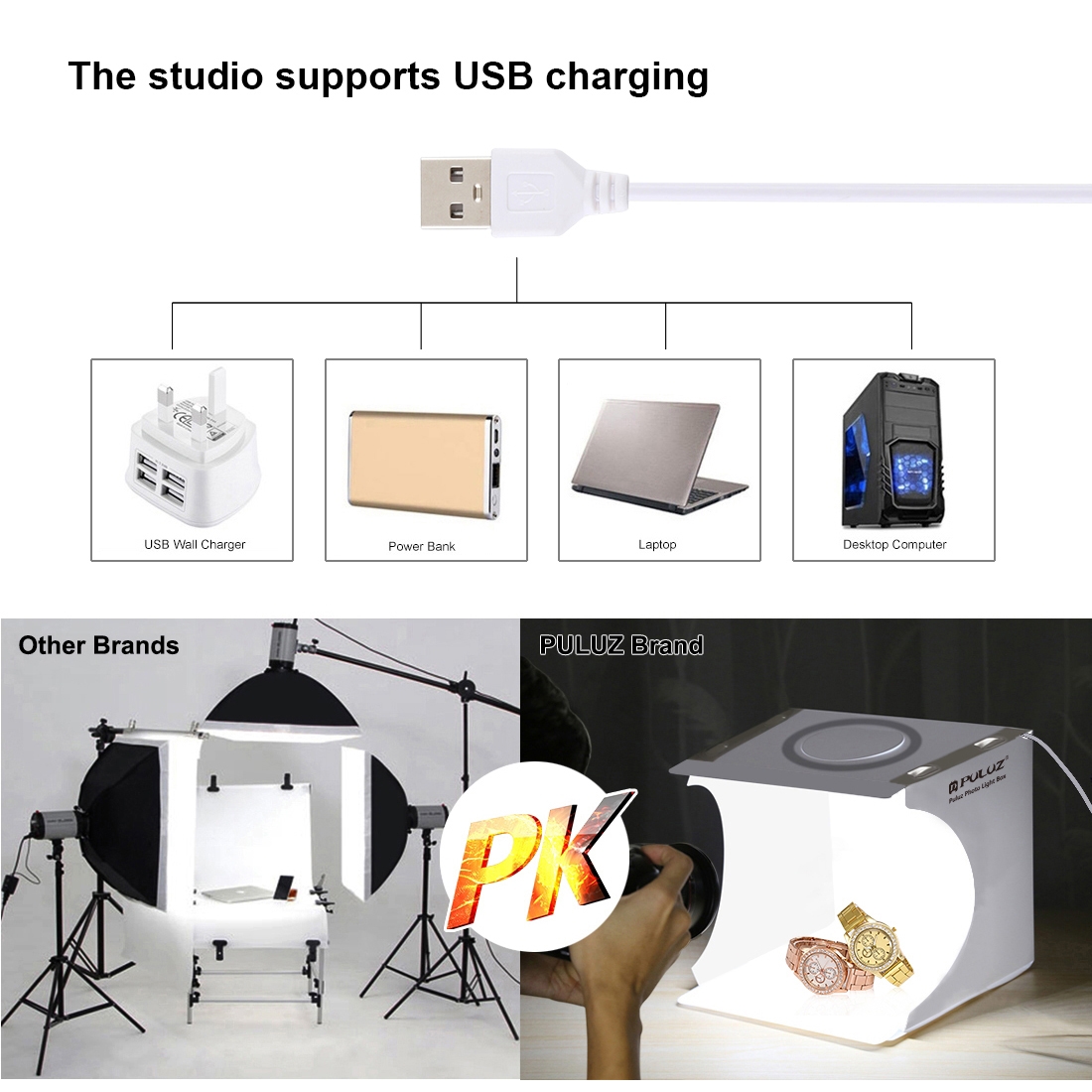 Portable Photo Studio LED Light Box Shooting Tent Mini Folding Photography Studio Softbox with 6 Colors Backdrops 2pc LED Strip with 40pcs Light Beads 6500K USB Cable for Jewellery Small Products Still Life Photography. 