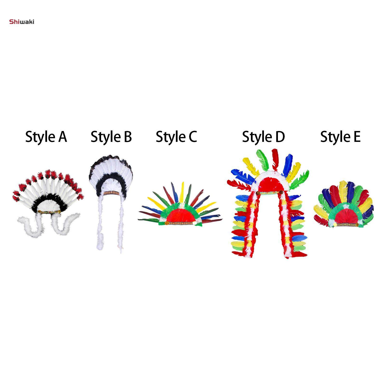 Feather Headdress Indian Hat Headwear for Performance Party Carnival Costume Style A. 