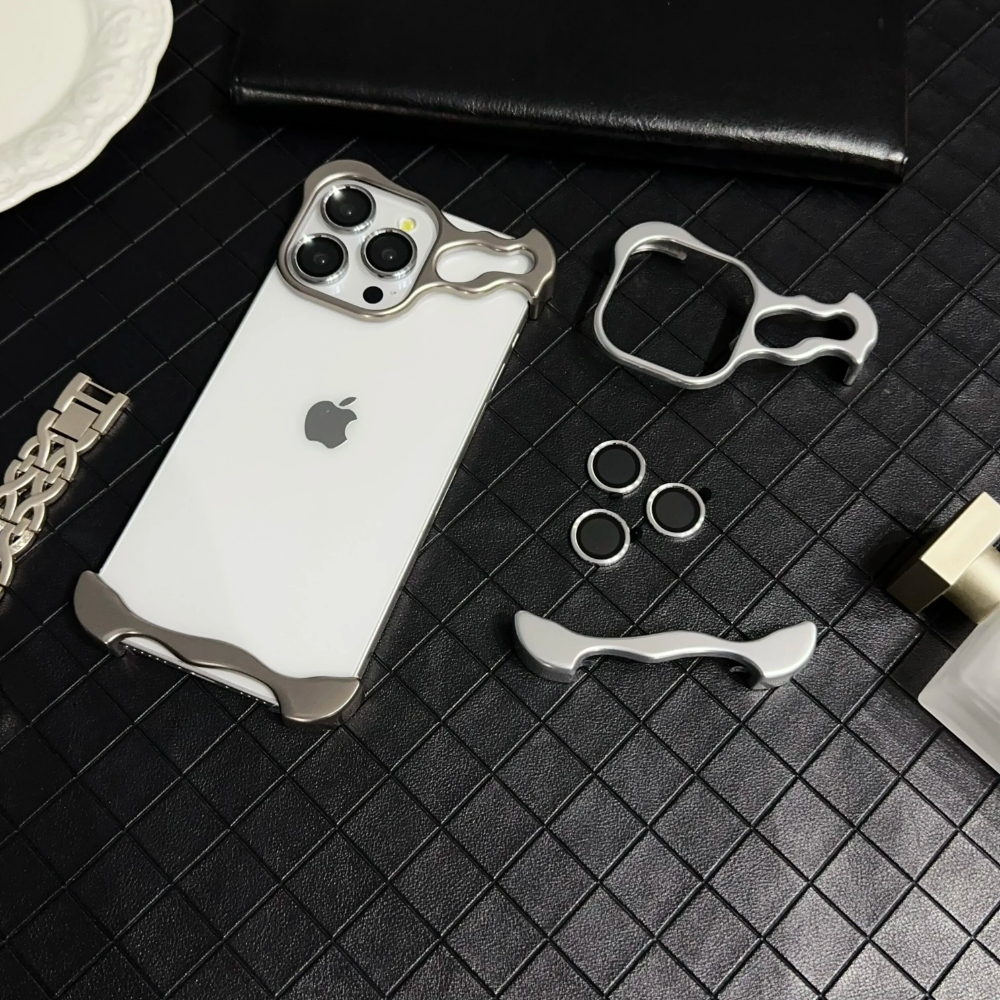HOCE Aluminum Alloy Irregular Metal Phone Cover For iPhone 16 15 14 13 12 Pro Max 15 16 Plus Case Lens Ring Film Protection Shockproof Cases No Bumper. 