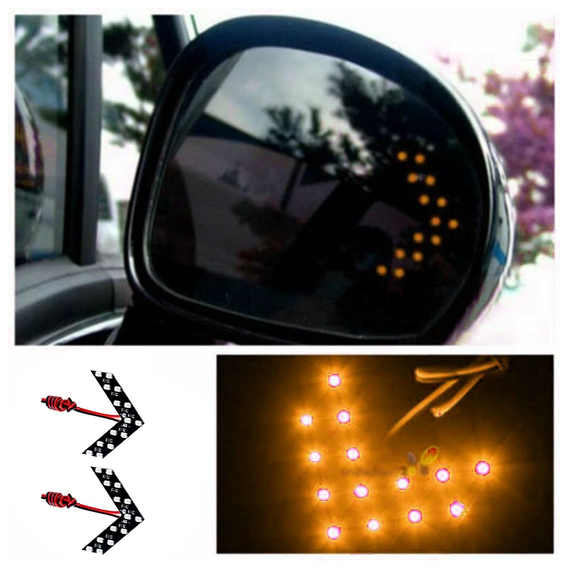 2PCS Universal 14-SMD Car Side Rearview Mirror Turn Signal LED Lights. 