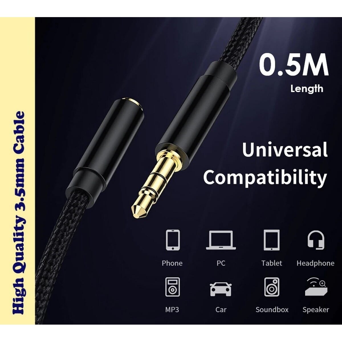 3.5mm Aux cable Jack Audio Aux Extension Cable for Headphones MP3 MP4 ...