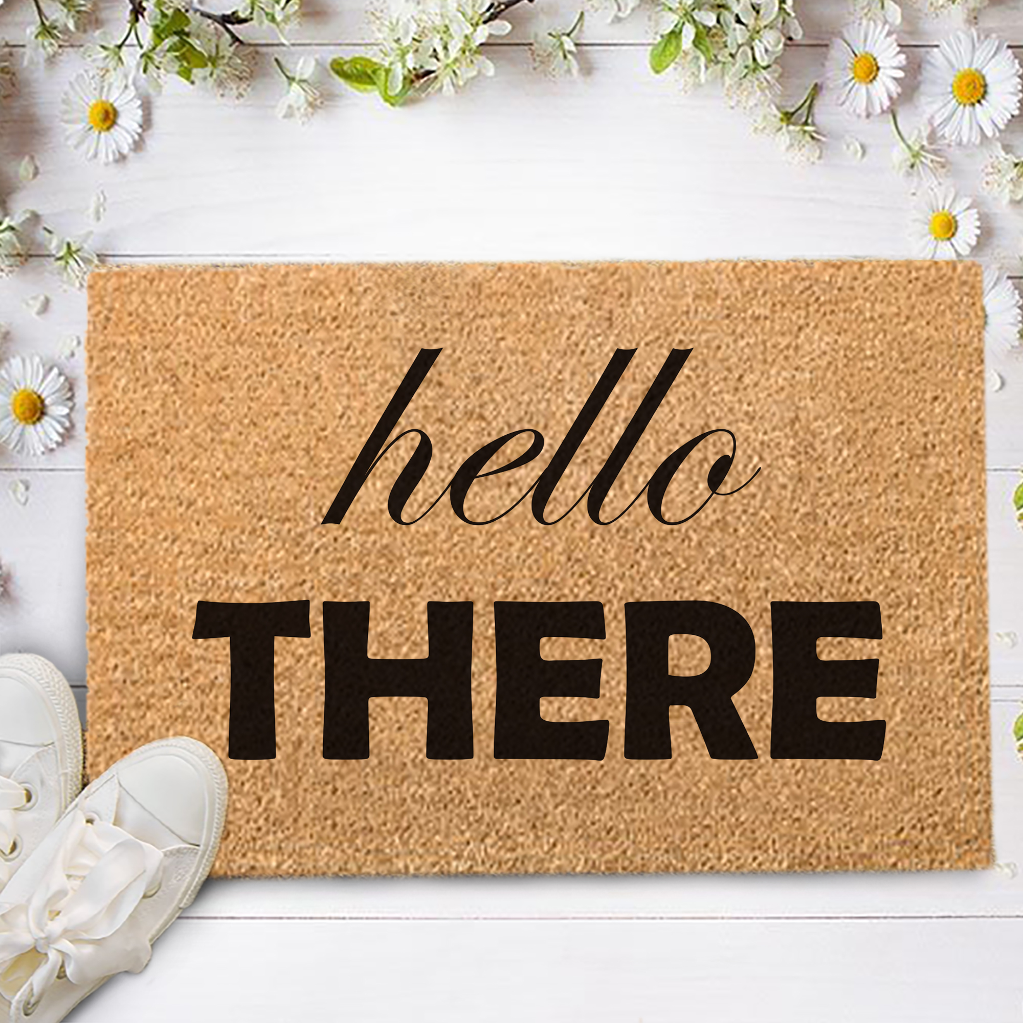 Hello There Personalised Welcome Rug. Coco Doormat. Coir Brush Mat. Welcome Rug. Welcome Carpet. Wording Rug. 