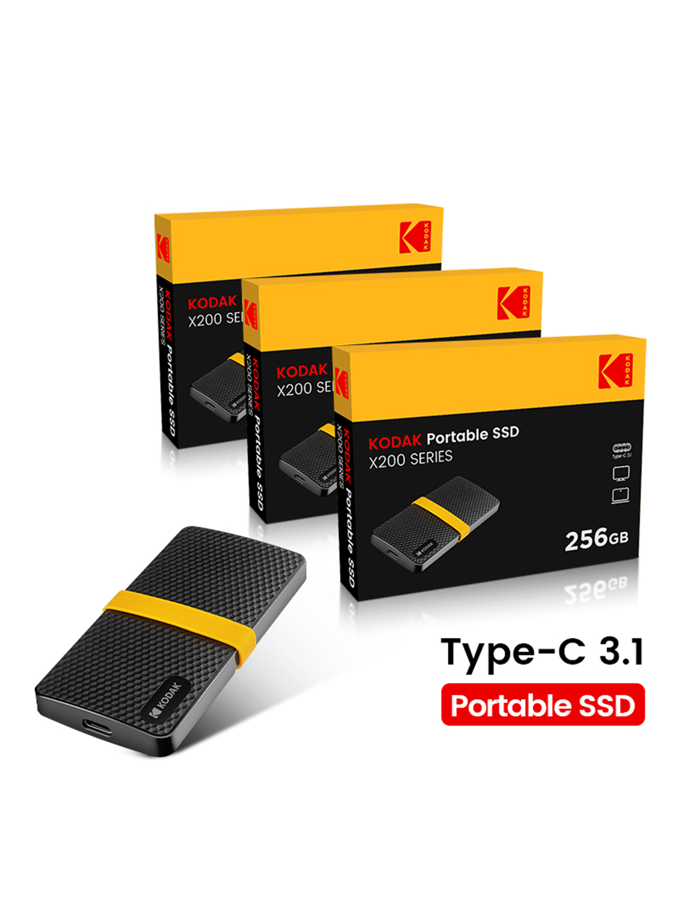 Kodak X200 Portable SSD 2TB 1TB USB 3.1 Type C External Drive Hard Disk 512GB 256GB Solid State Drive For PS4 Laptop Macbook PC. 