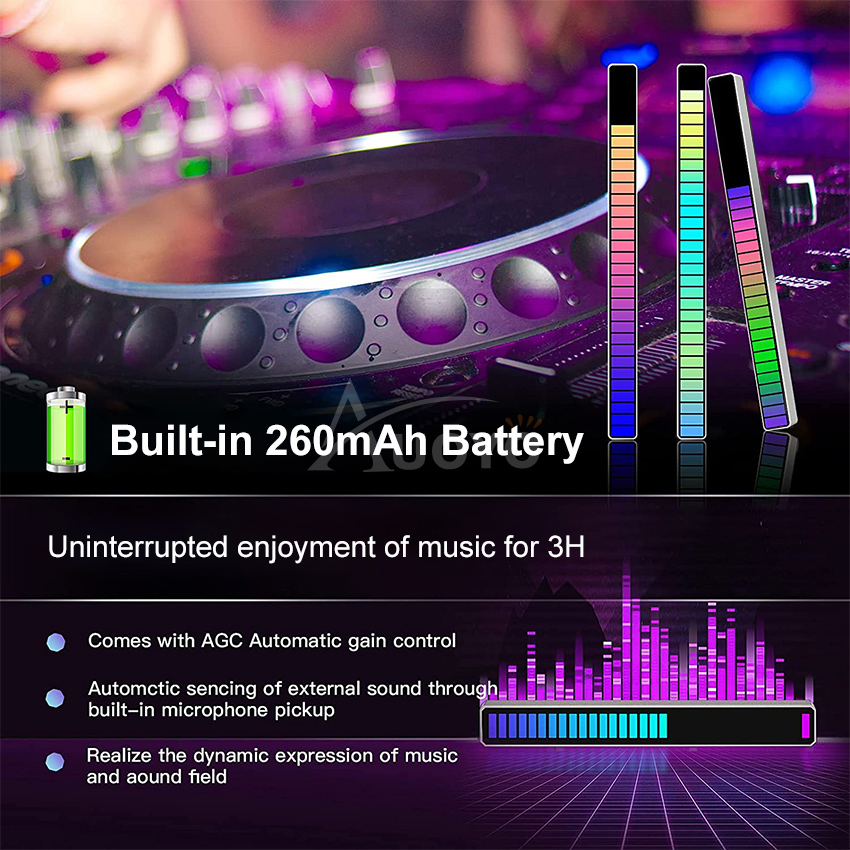 Auoyo RGB Pickup Light Car Mounted Music Spectrum Light Voice Control Rhythm Light Car Ambience Light Desktop Light Net Red Light Creative Music Spectrum Rhythm Lamp. 