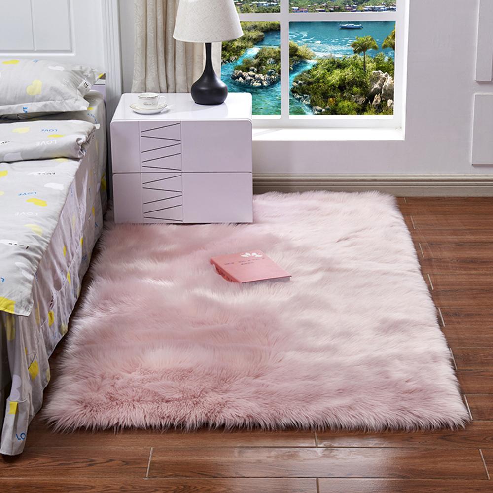 Long Plush Ultra Soft Fluffy Rugs Rectangle Shape Faux Sheepskin Wool Carpet Rug for Living Room Bedroom Balcony Floor Mats