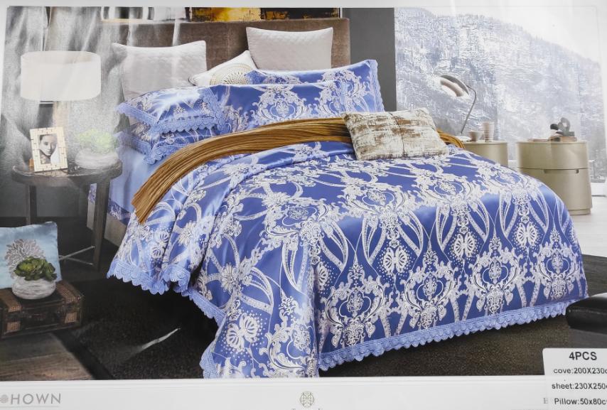 Luxury wedding bedsheet 4pcs Duvet cover set satin/cotton designer bed sheet