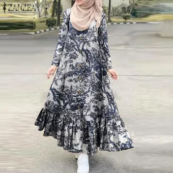 Style5 Zanzea Wanita Kaftan Abaya Baju Pakaian Lengan Panjang Suar Maxi Maxi Pakaian Plus Buy Online At Best Prices In Srilanka Daraz Lk