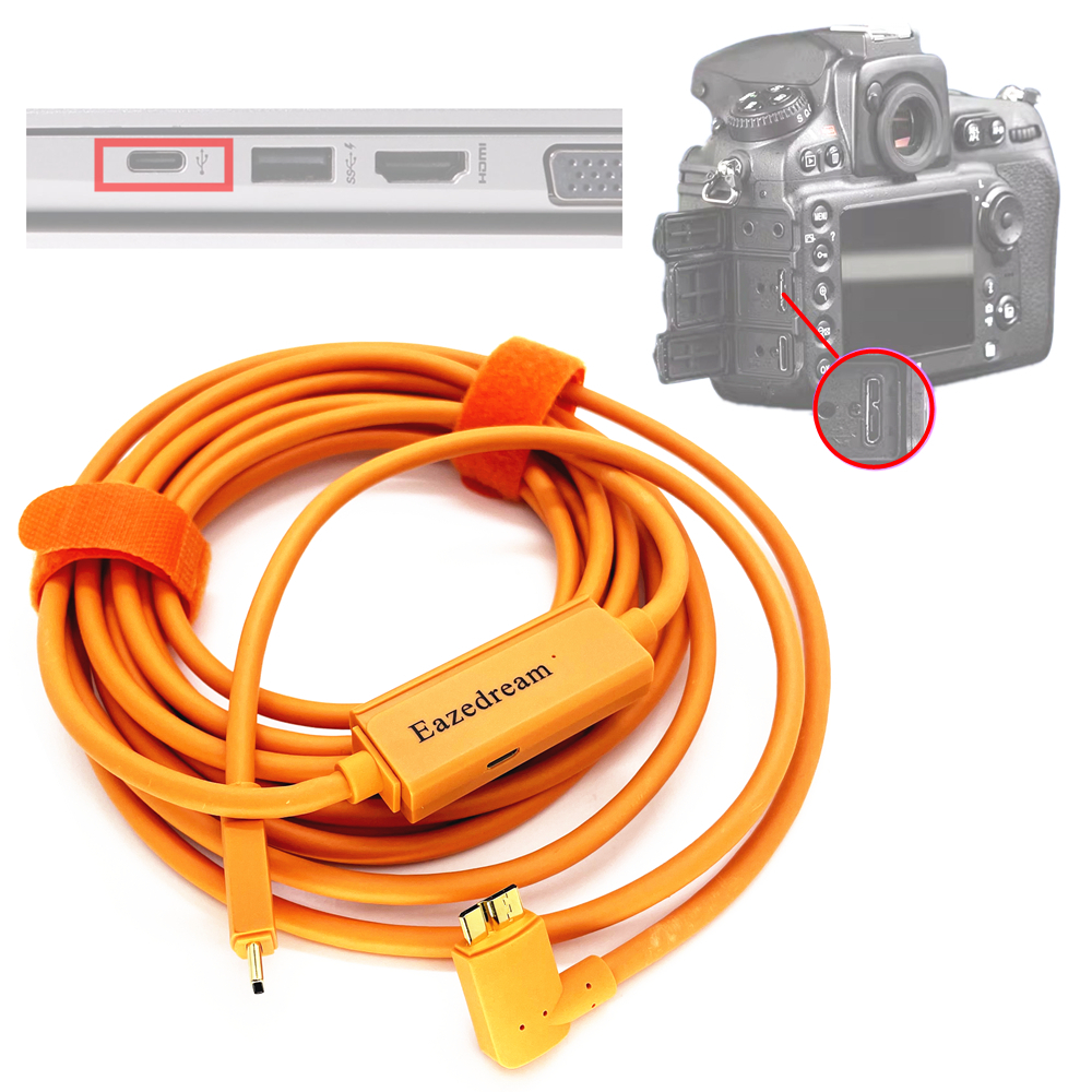 Cable Nikon D800 Tethering 5m USB-C To Micro-B Tethering Cable