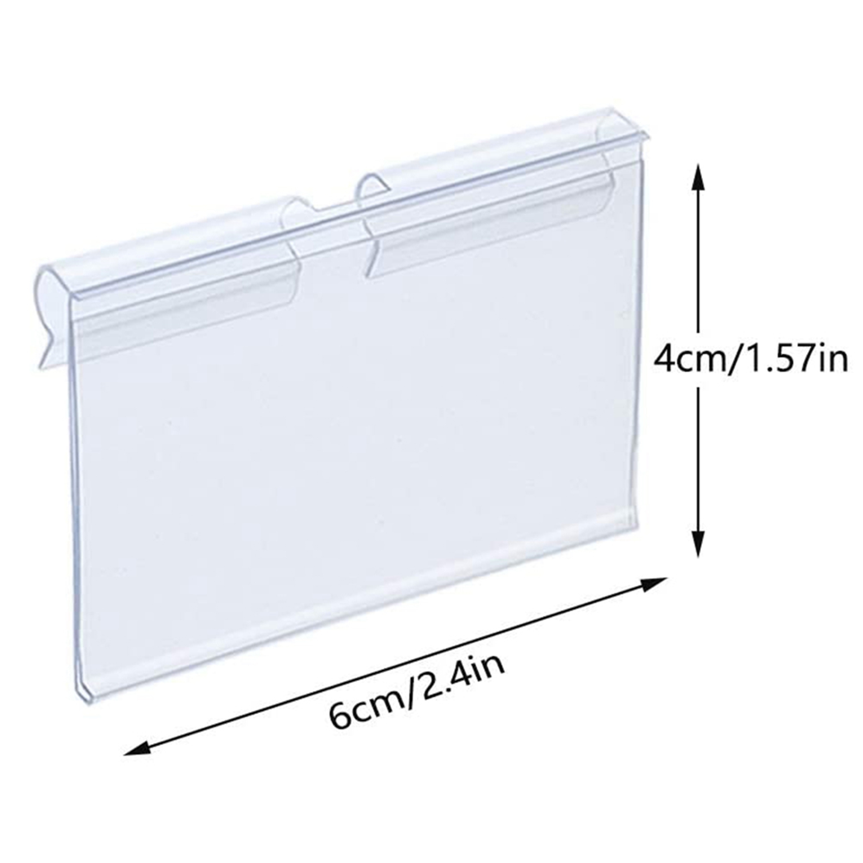 200Pcs Clear Plastic Label Holders for Wire Shelf Retail Price Label Holders Merchandise Sign Display Holder (6 x 4 cm). 