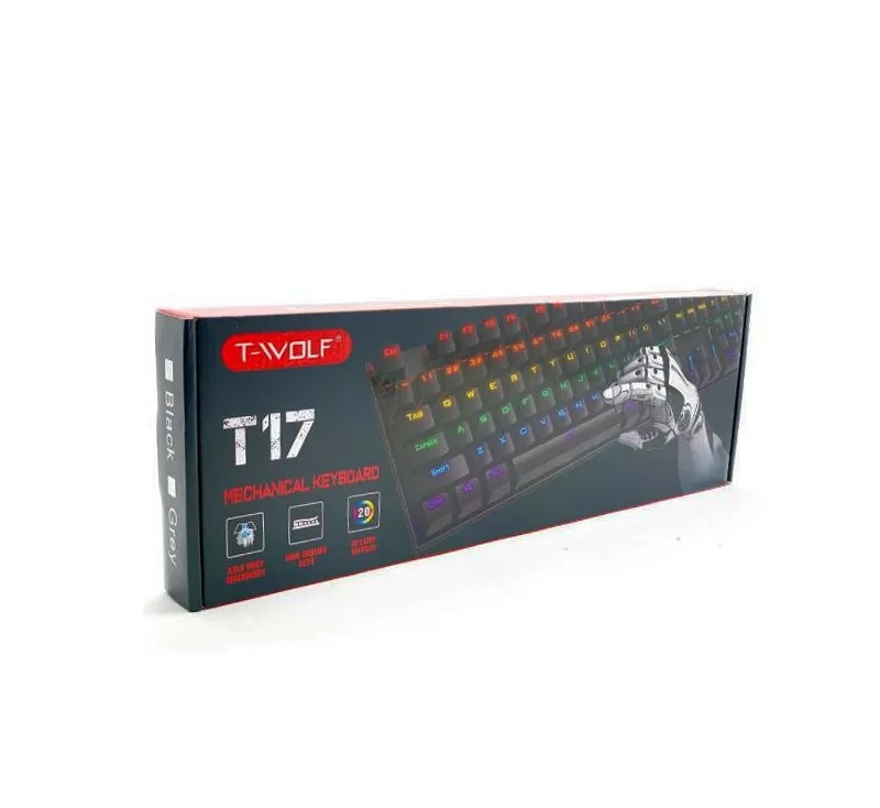 T-Wolf T17 Metal Mixed RGB Wired Gaming Mechanical Keyboard. 