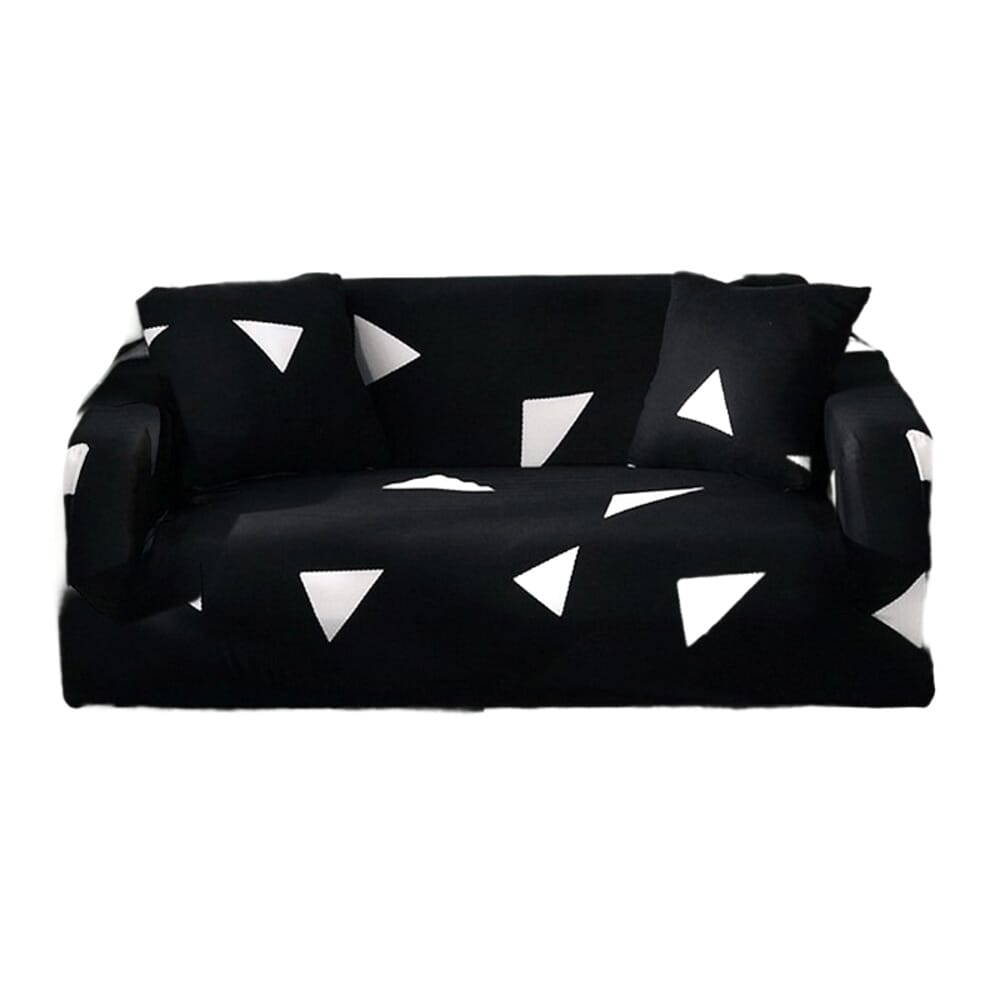 Black & White Triangle Design Sofa Cover Full Set Single Seat Two Seat Three Seat Elastic Full Sofa Cover Couch Slipcover. 
