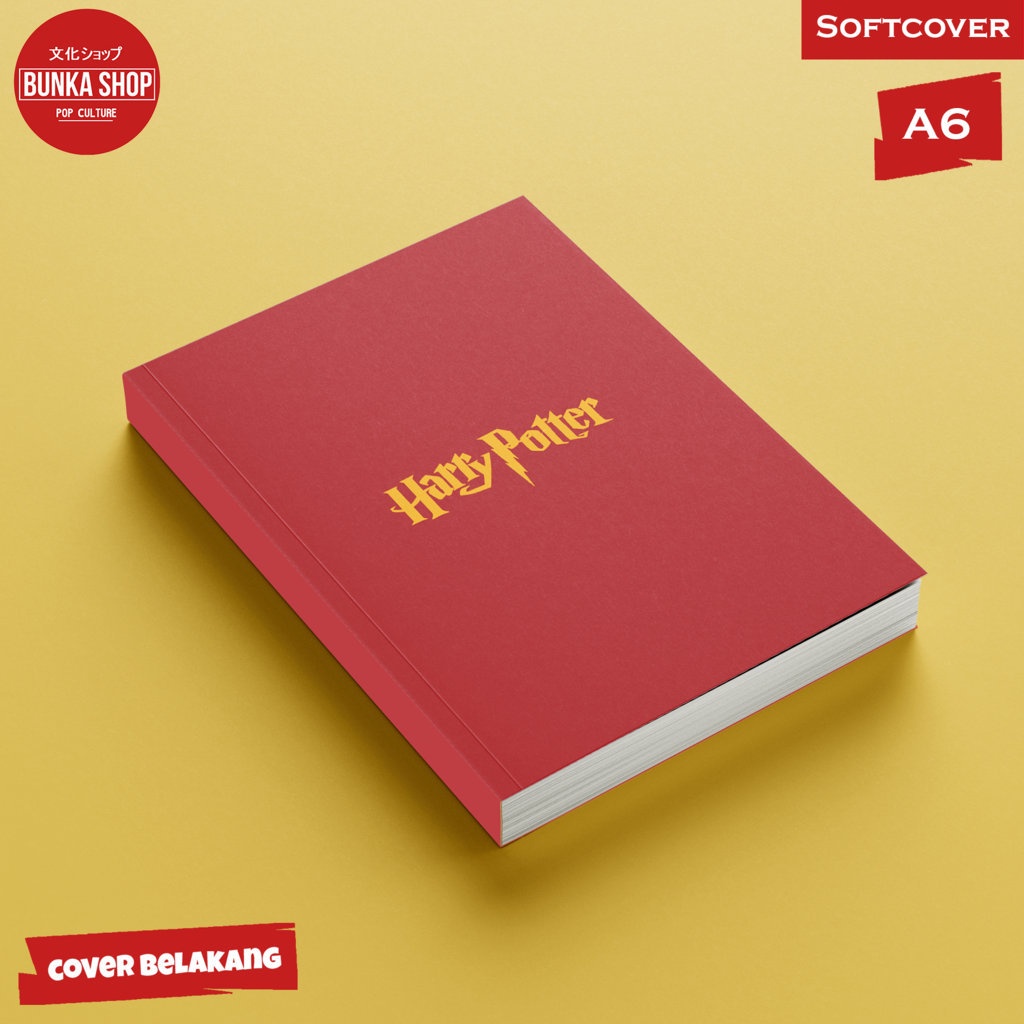 Notebook White Paper Blank 100 Sheets A6 Harry Potter Gryffindor Pattern Soft Cover for Fans. 