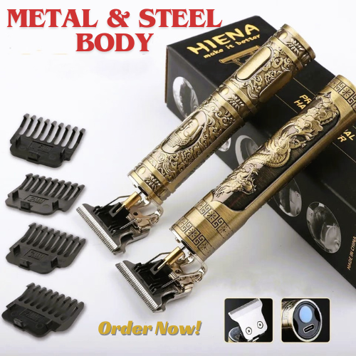 METAL & STEEL BODY Vintage T9 Hair Trimmer Metal Body Hair Cutting Machine Men's Electric Shaver Rechargeable Hair Trimmer Beard Clipper Barber Hair Cut