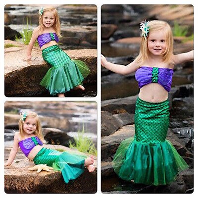ITFABS Cosplay Grils Costume Dresses Mermaid Tail Ariel Dress Cosplay Costume Kids Girl Dress. 
