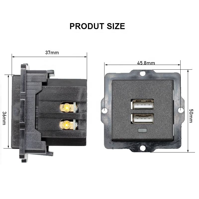 Usb Ac Power Socket Embedded Desk Receptacle Dc Charging Power Panel Module Outlet 5v 220v With Led Indicator. 