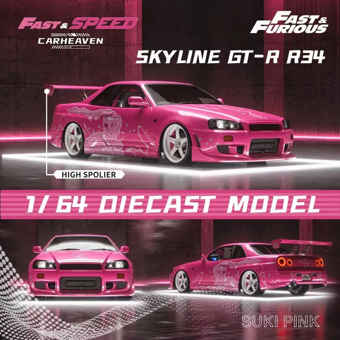 ミニカー Skyline GT-R34 Pink Fast&Furious Figure 47cb87f36ac72ce1d1a08ca6e5a593