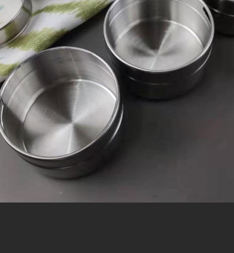 Magnetic Spice Jars With Wall Mounted Rack Stainless Steel Spice Tins pepper Seasoning Containers tools Wipeable Label Set. 