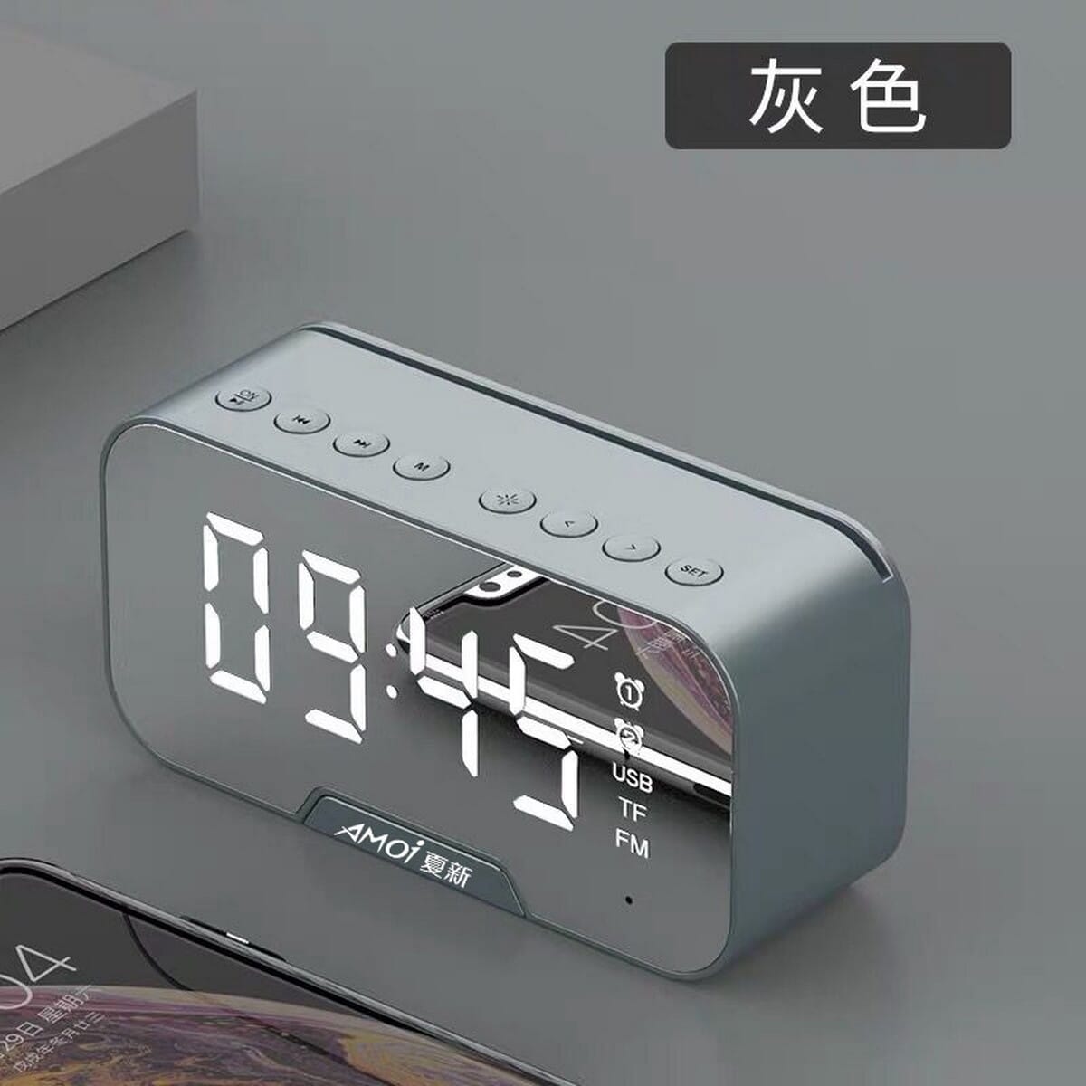 G10 ALL IN 1 Portable Bluetooth Alarm Clock FM Radio Speaker/Super Bass Stereo Speakers/Hands-free Calling Support/Mirror Screen Dispaly/Support FM TF AUX / Phone Holder. 
