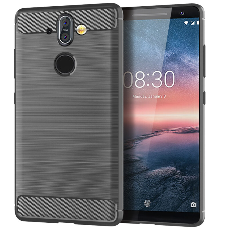 lthmy for Nokia 8 Sirocco Case Carbon Fiber TPU Soft Silicone Back Cover Armor Phone Case Casing
