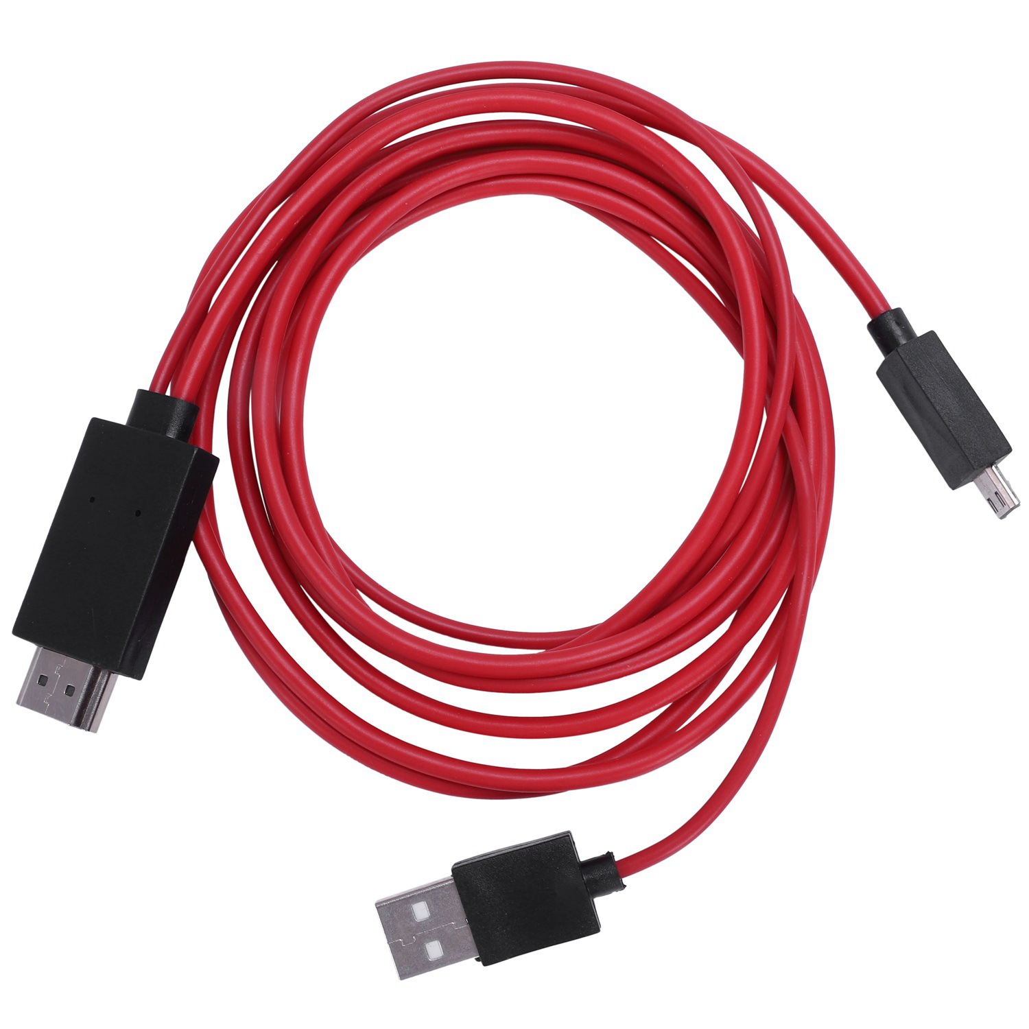 QUANBU 6.5 Feet MHL Micro-USB to HDMI Adapter Converter Cable 1080P HDTV for Android Devices Samsung Galaxy S3 S4 S5 Note 3 Note 2 Note 8 Note Pro Galaxy Tab 3 (11 Pin, Red). 