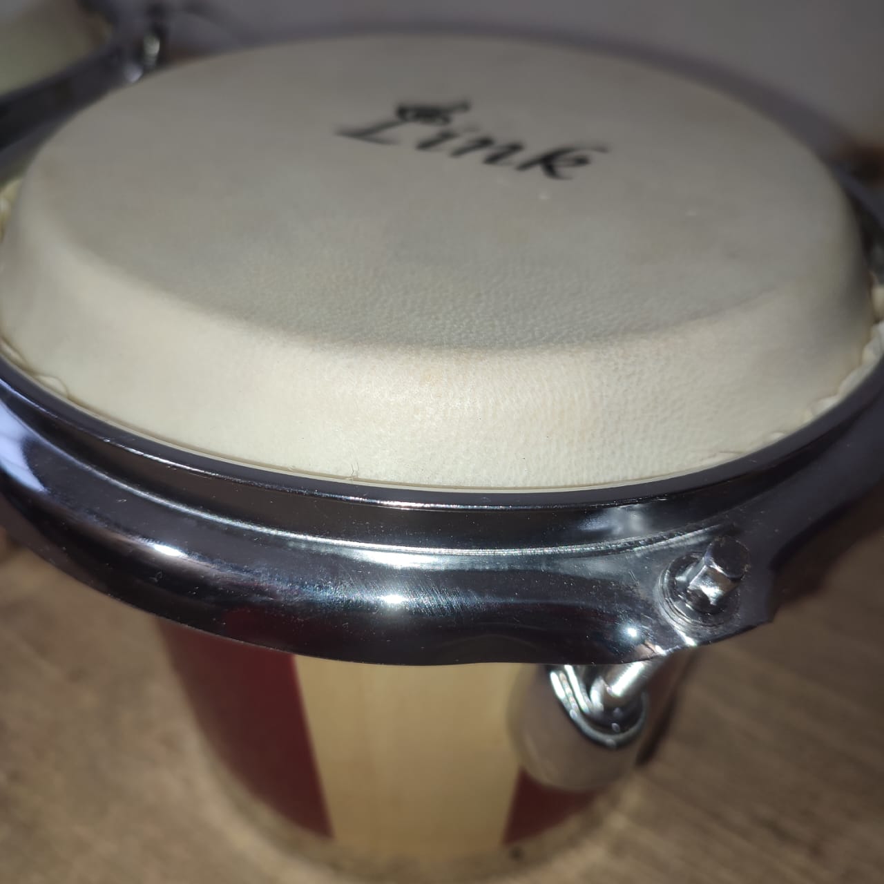 Link Double Bongo Drum Set with Tuning Wrench Professional Wooden Percussion Instrument for Professional, Beginner Adults Kids (Natural Skin) Maverick Percussion. 