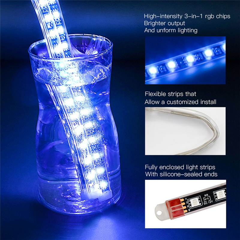8PCS Motorcycle Underglow LED Light Kit, App Control Multicolor Motorcycle LED Light Kit RGB Strips Light Waterproof Parts Accessories. 