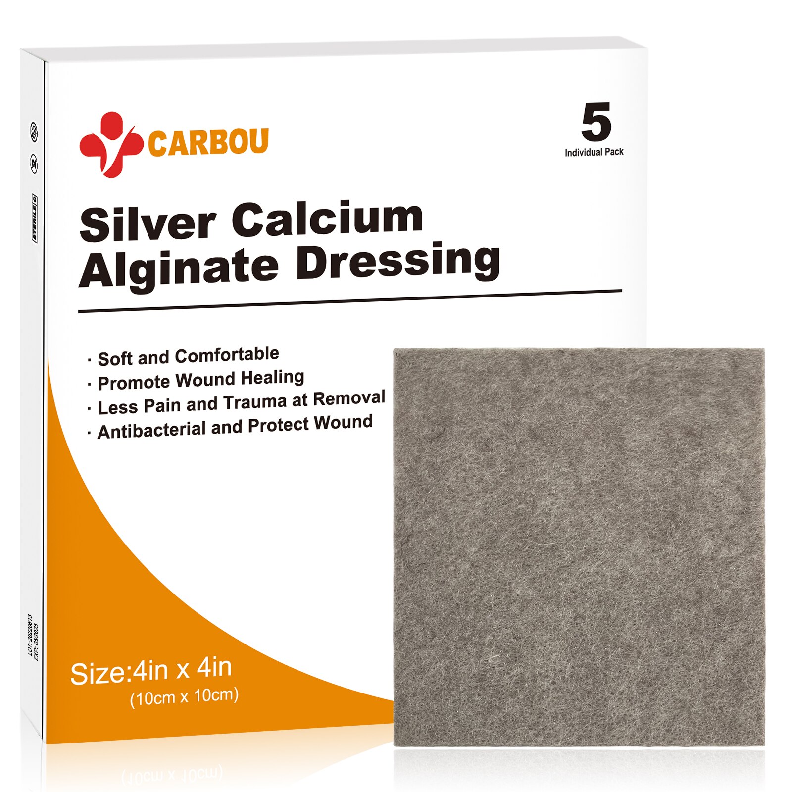 5pcs 4x4 Silver Calcium Ag Alginate Wound Dressing Soft and Absorbent Dressing Gauze for Wound Care