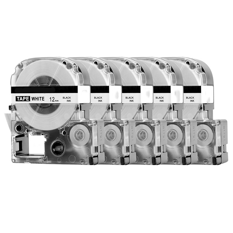 5 Pack Replace LK-4WBN LC-4WBN9(SS12KW) Label Tapes for Epson LabelWorks LW300 LW400 LW500 LW700 Black On White 1/2 Inch X 26.2 Feet(12Mm X 8M). 