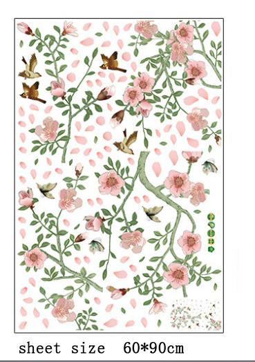 Wall Sticker XXL Peach Blossom Birds Wall Tattoo Wall Art Decal Home Room Deco. 