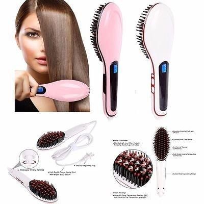 Fast Hair Straightener Hair Brush HQT-906 - Pink. 