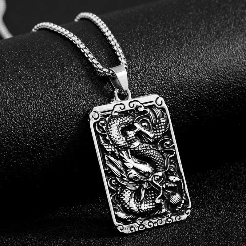 Ethnic Stainless Steel Guan Gong Pendant - Titan Steel Necklace with Retro Dragon Design kopen vanaf een prijs van 3.36