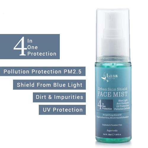 Lass Naturals Urban Skin Shield 4-In-1 Pollution Protection Face Mist 50ml - No Paraben & Sulphate (FROMINDIA)SAB. 