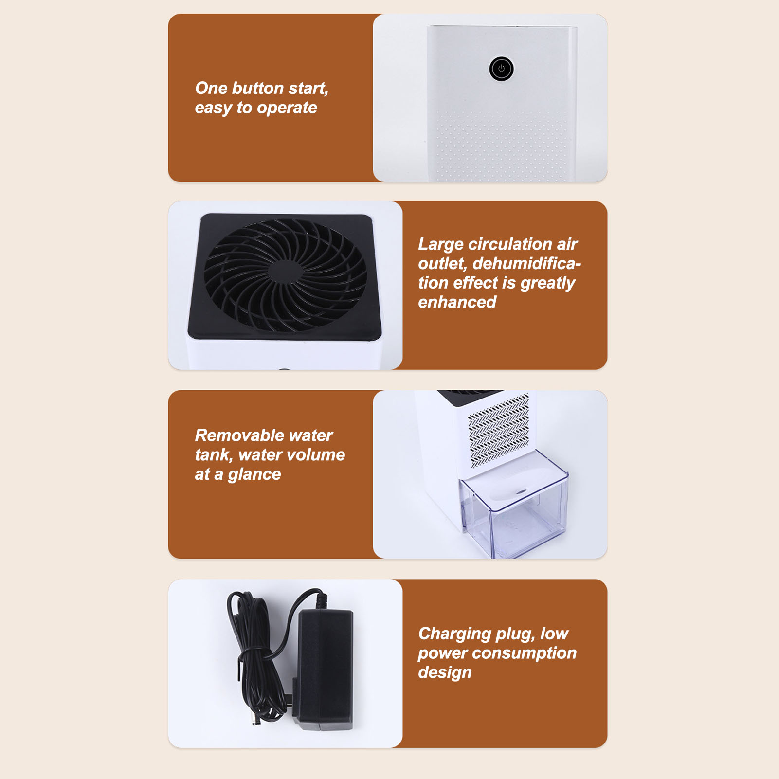 Dehumidifier 1L Water Tank Easy To Use Room Dehumidifier for Basement. 