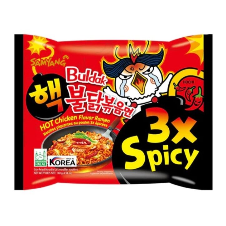 SAMYANG BULDAK 3X SPICY RAMEN PACKET 140gm . KOREAN RAMEN NOODLES